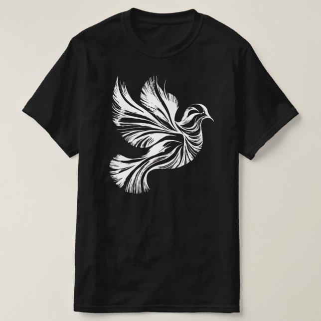 Dove Outline Black T-Shirt (Design Front)