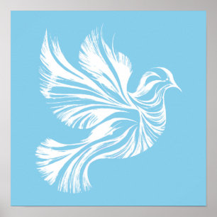 Dove Outline Blue Poster