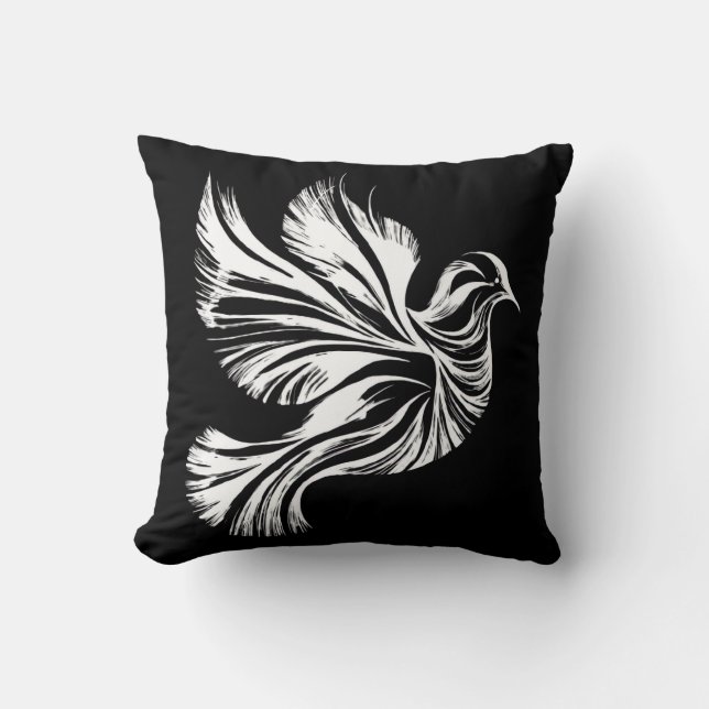 Dove Outline Throw Pillow (Front)