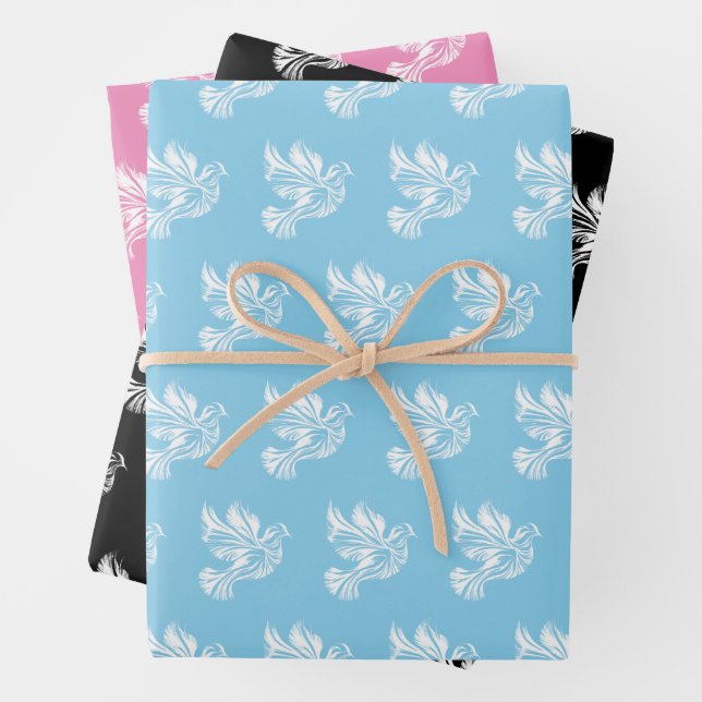 Dove Outline Wrapping Paper Sheets (In situ)