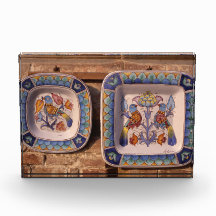 Dove pattern on traditional pottery poster plaque