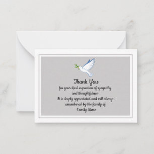 Dove Peace Flying After Funeral Thank You Cards