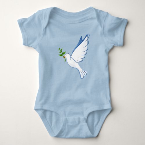 dove peace flying olive branch baby bodysuit