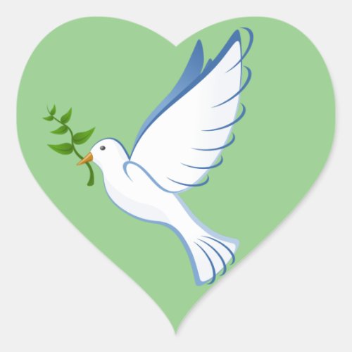 dove peace flying olive branch heart sticker