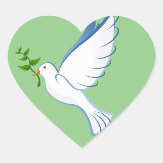 dove peace flying olive branch heart sticker