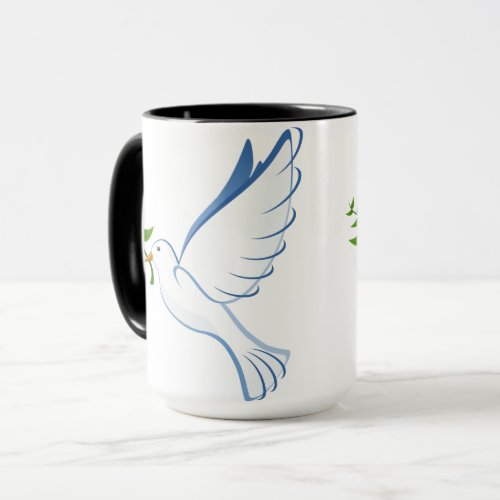 dove peace flying olive branch mug
