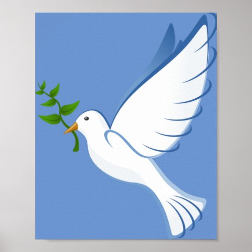 dove peace flying olive branch poster