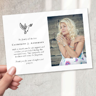 Dove Photo Sympathy Funeral Memorial Thank You Card