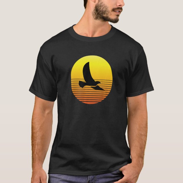 Dove Pigeon Bird Silhouette at Sunset Wildlife Nat T-Shirt (Front)