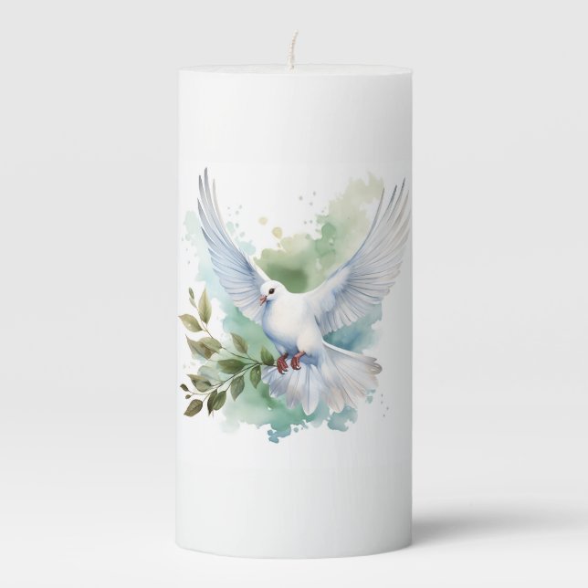 Dove Pillar Candle  (Front)