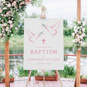 Dove Pin Girl Baptism Welcome Sign