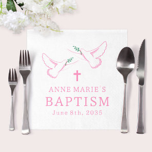 Dove Pink Girl Baptism Napkins