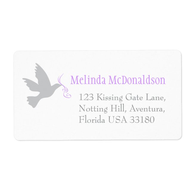 Dove purple wedding return reply large address label (Front)