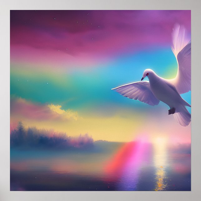 Dove & Rainbow Sky Poster (Front)