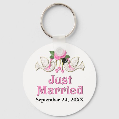 Dove  Rose _ Just Married T_shirt Keychain