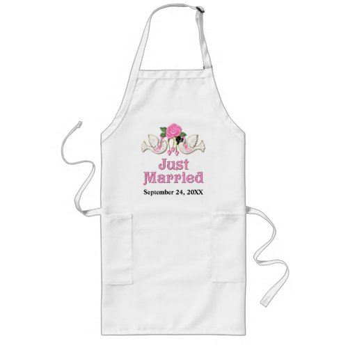 Dove  Rose _ Just Married T_shirt Long Apron