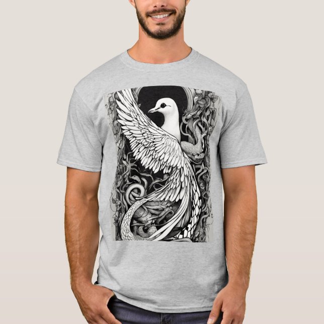 Dove & Serpent Hole Tattoo T-Shirt – Symbolic Blac (Front)