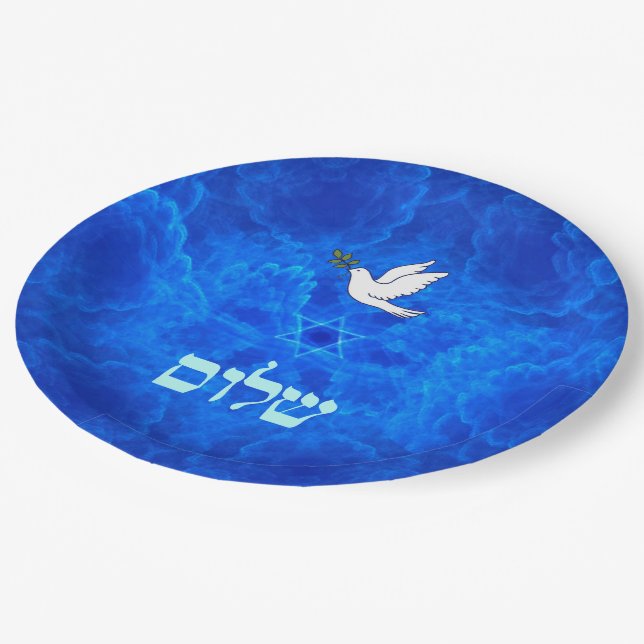 Dove - Shalom Paper Plates (Angled)