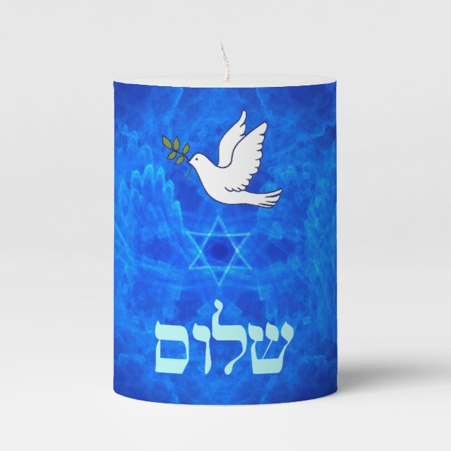 Dove - Shalom Pillar Candle (Front)