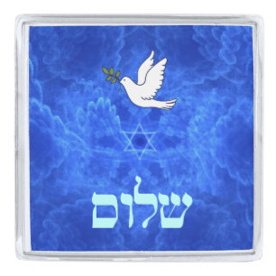 Dove - Shalom Silver Finish Lapel Pin