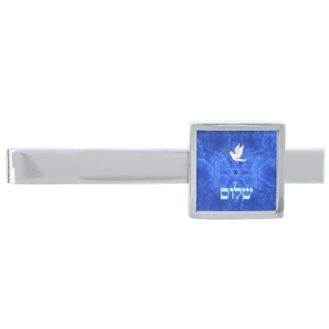 Dove - Shalom Silver Finish Tie Clip (Front)