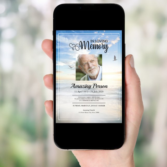 Dove & sky Funeral order of service Invitation (Front Digital)