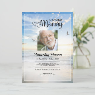 Dove & sky Funeral order of service Invitation