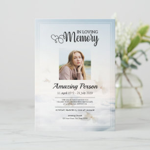 Dove &sky Funeral order of service Invitation