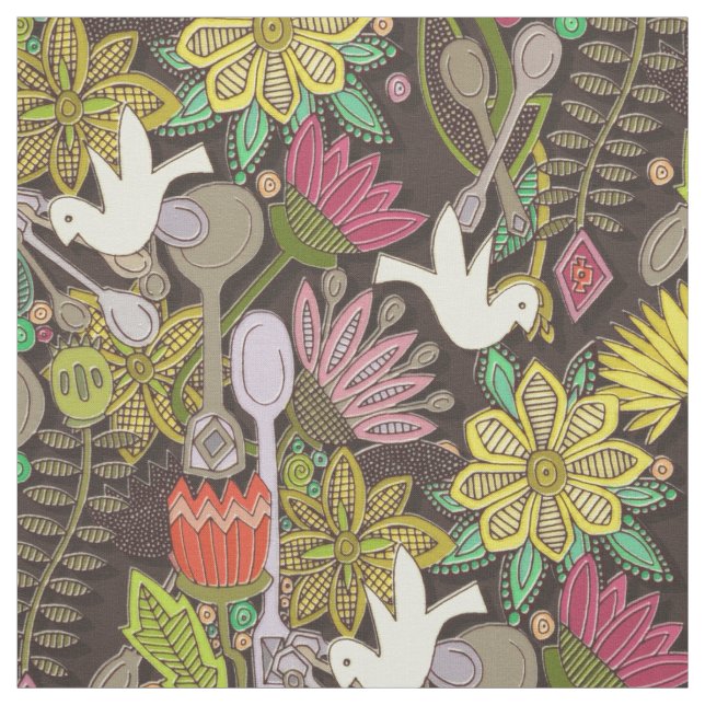 dove spoon garden fabric (Swatch)