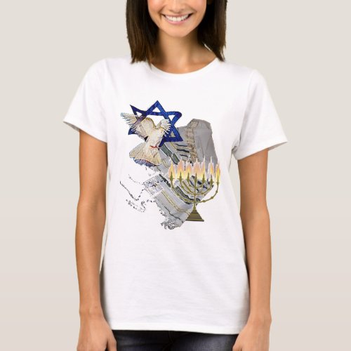 Dove Tallit  Menorah B T_Shirt