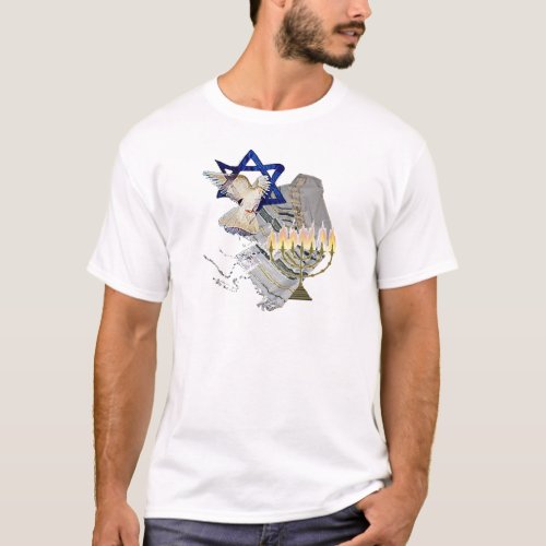 Dove Tallit  Menorah B T_Shirt