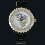 Dove, Tallit & Menorah Watch<br><div class="desc">This impressive Rhinestone watch shows our beautiful design incorporating the Magen David,  Dave,  Tallit & Menorah.</div>