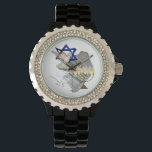 Dove, Tallit & Menorah Watch<br><div class="desc">This impressive Rhinestone watch shows our beautiful design incorporating the Magen David, Dave, Tallit & Menorah.</div>