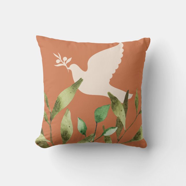 Dove & the Olive Branch Throw Pillow (Front)