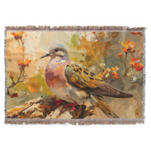 Dove Throw in Watercolor Style & Fall Colors