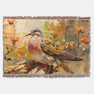 Dove Throw in Watercolor Style & Fall Colors Blanket