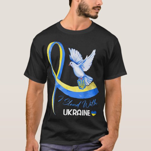 Dove Ukraine Ukrainian Ribbon I Stand With Ukraine T_Shirt
