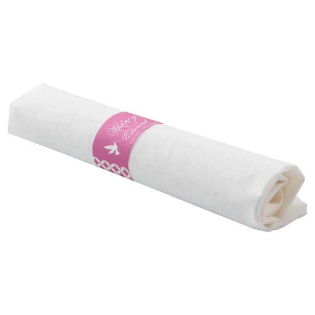 Dove wedding custom paper napkin bands (Angled)