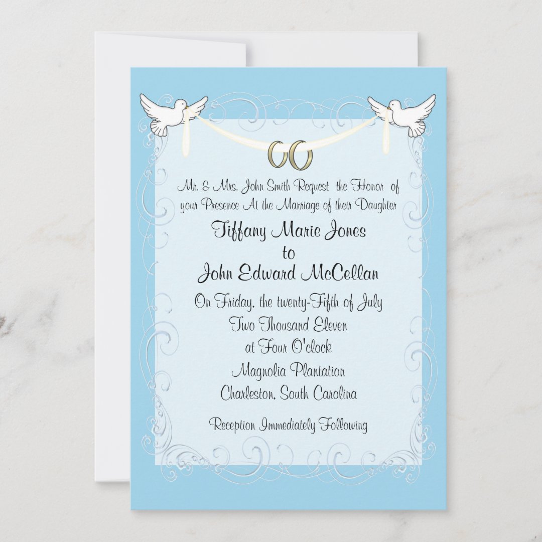 Dove Wedding Invitation | Zazzle