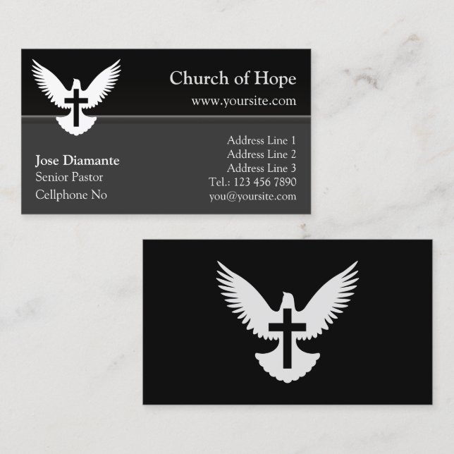 Dove with Cross Black Church Card (Front/Back)