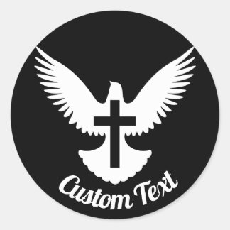 Dove with Cross Classic Round Sticker