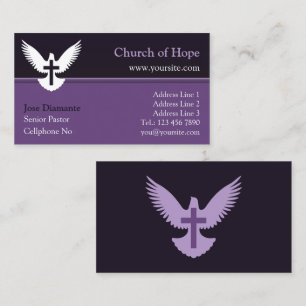 Dove with Cross Dark Purple Church Card