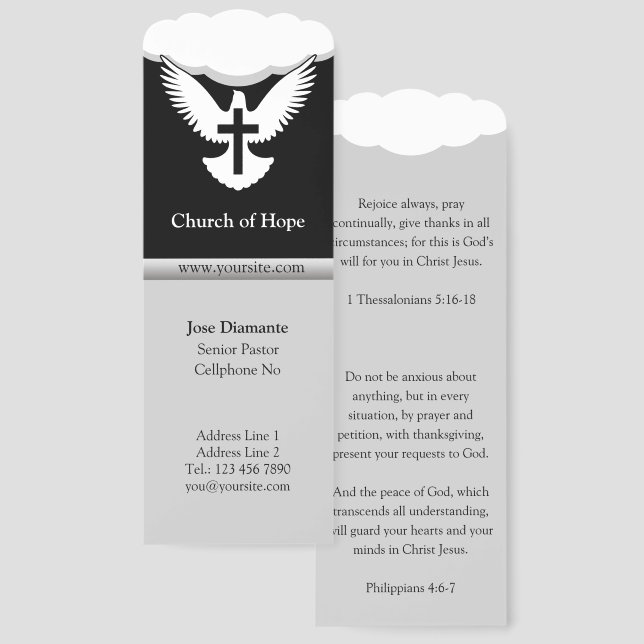 Dove with Cross Gray Bookmarks (Front & Back)