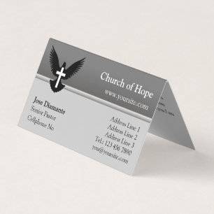 Dove with Cross Gray Folded Business Card