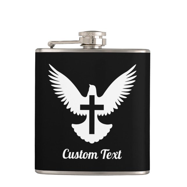 Dove with Cross Hip Flask (Front)