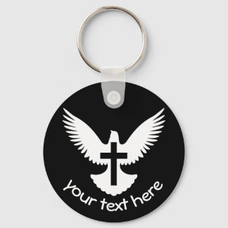 Dove with Cross Keychain