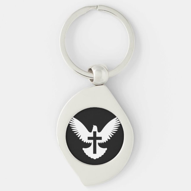 Dove with Cross Keychain (Front)
