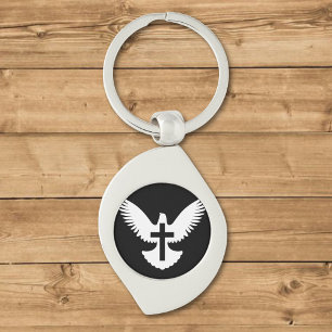 Dove with Cross Keychain