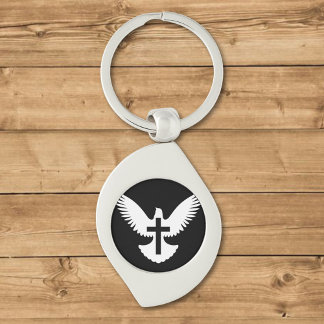 Dove with Cross Keychain