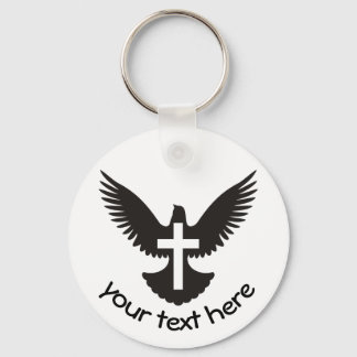 Dove with Cross Keychain